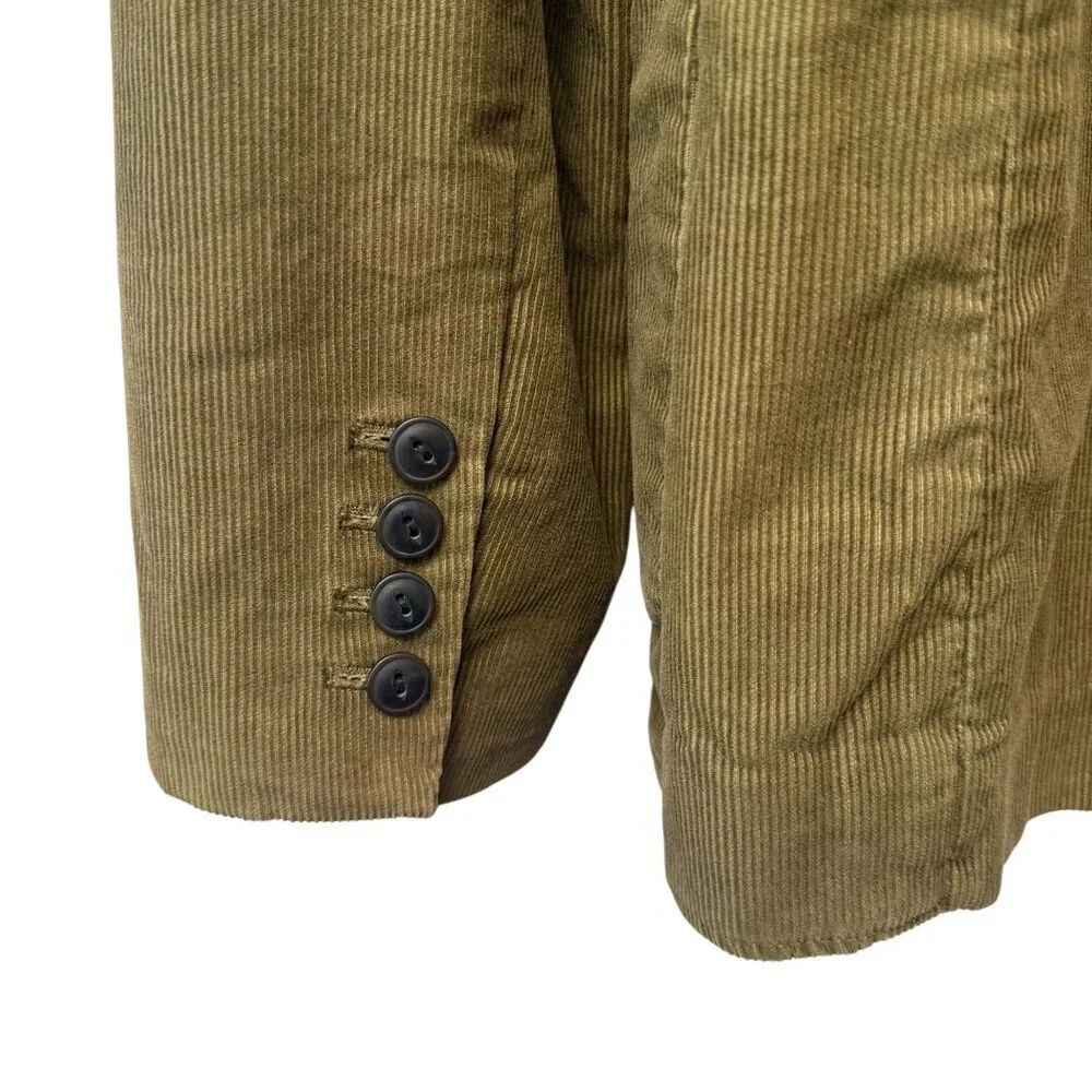Club Monaco Mens Corduroy Blazer Large Olive Green 2 Button Cotton Casual Preppy